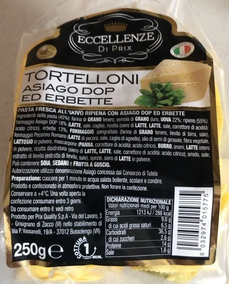 Tortelloni Asiago DOP ed Erbette