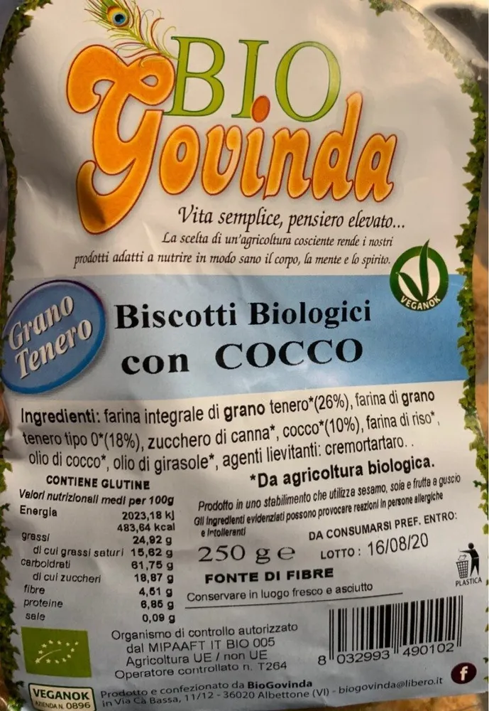 Biscotti Biologici con Cocco