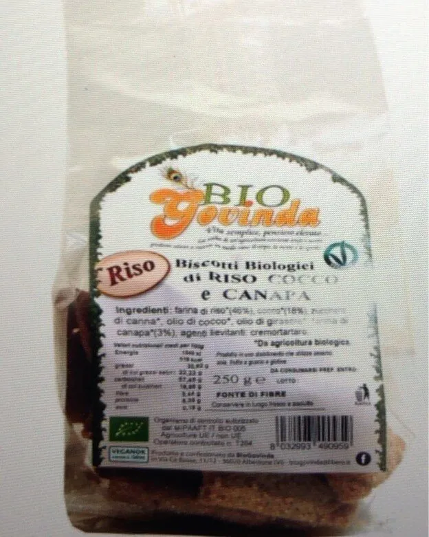 Biscotti biologici di riso cocco e canapa