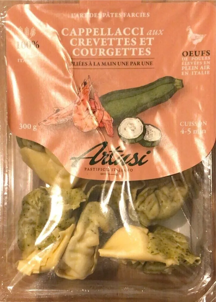 Cappellacci aux crevettes et courgettes