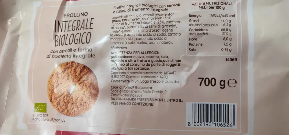 Frollini integrale biologico