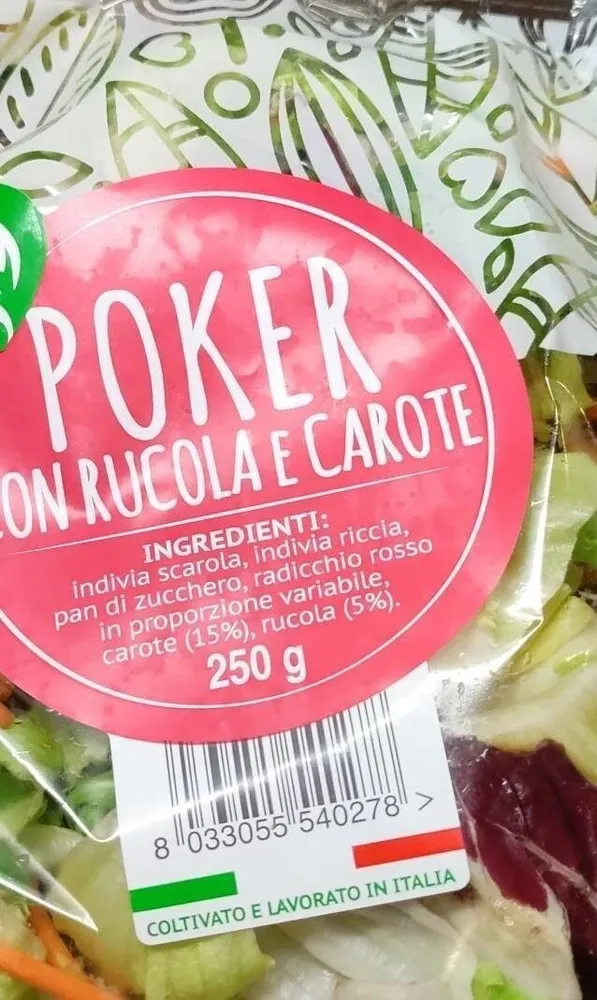 Poker con rucola e carote