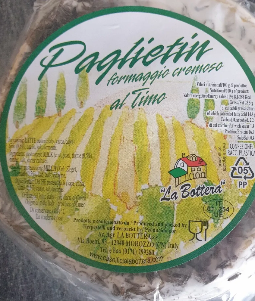 Paglietin Formaggio Cremosa Al Timo