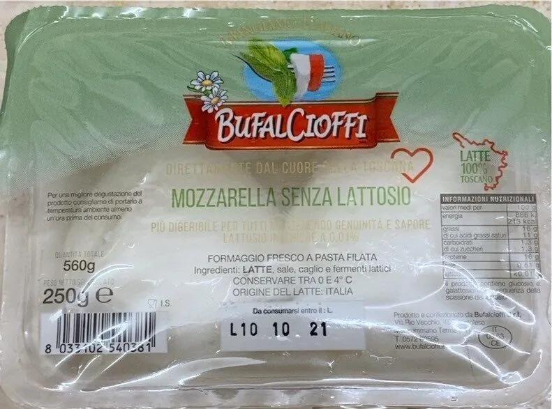 Mozzarella senza lattosio