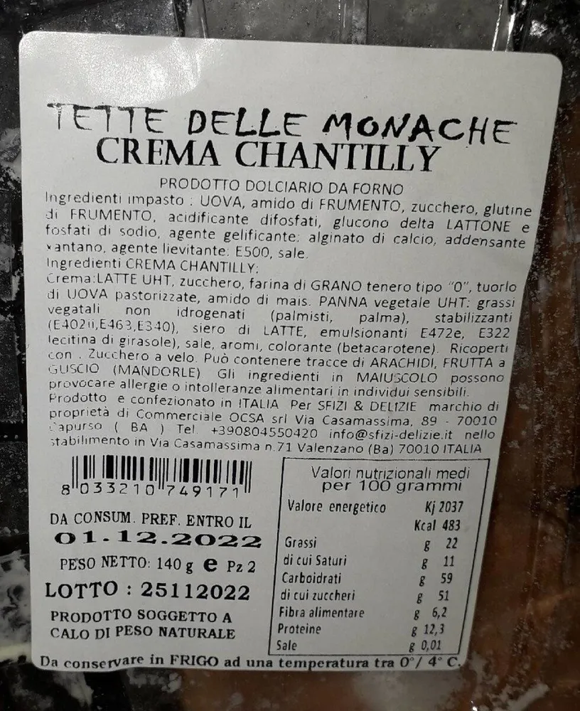 Tette delle monache crema chantilly