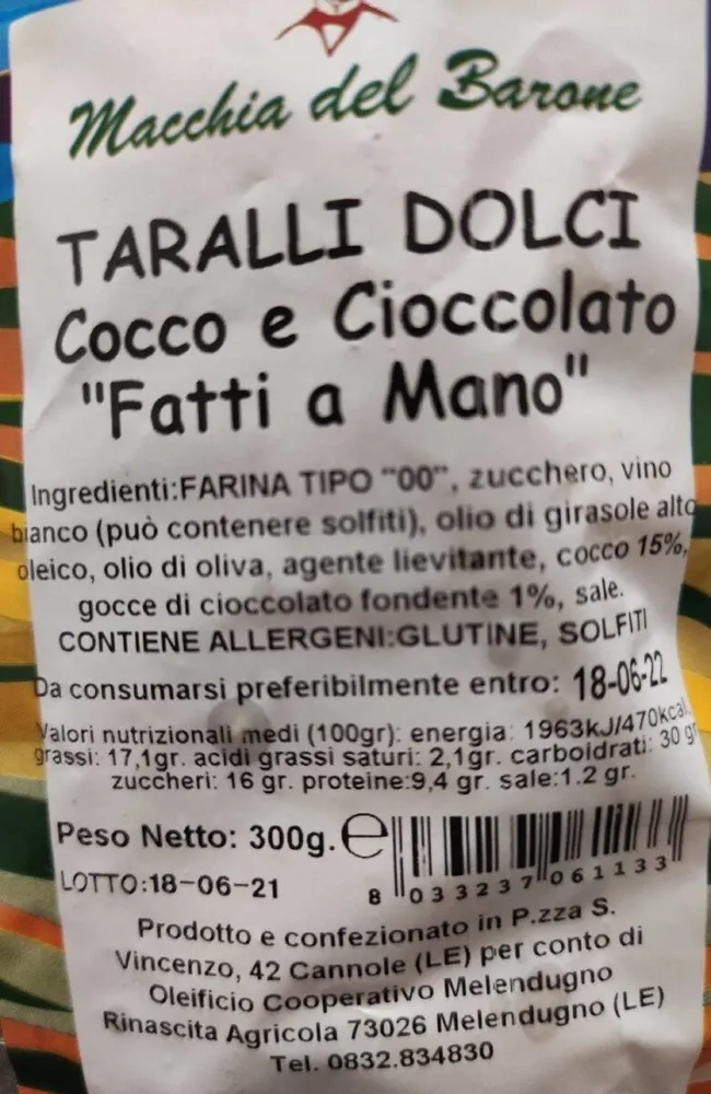 Taralli dolci cocco e cioccolato