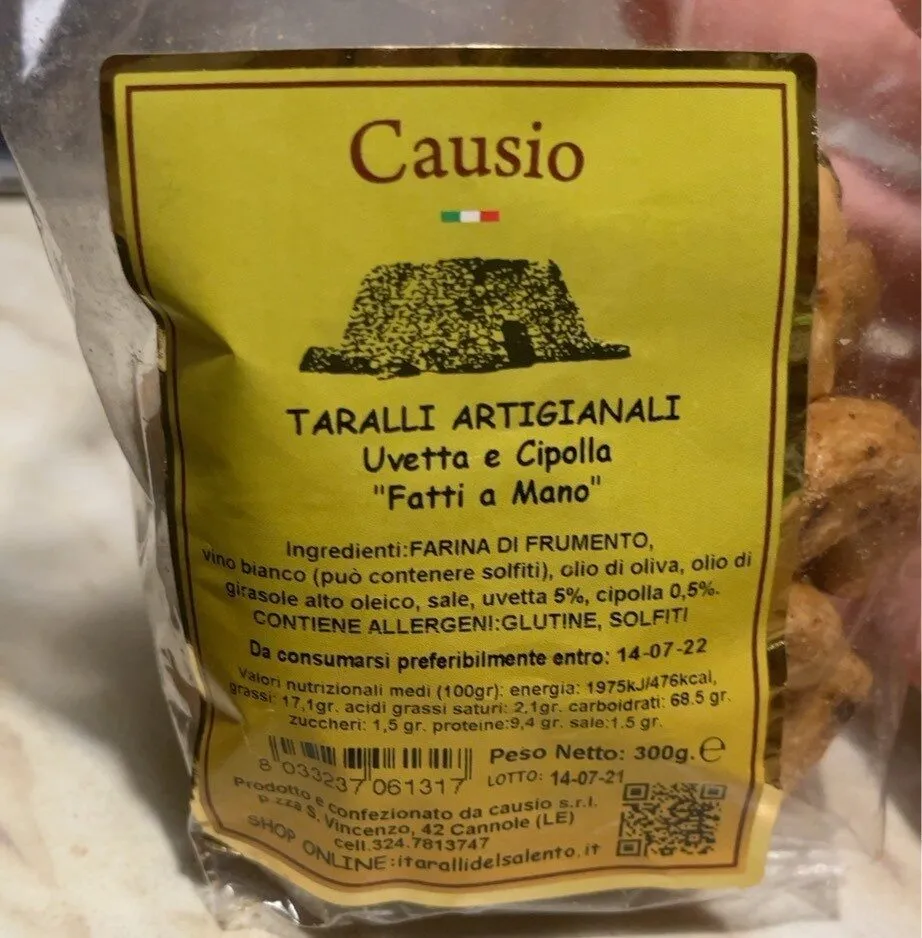 Taralli artigianali uvetta e cipolla