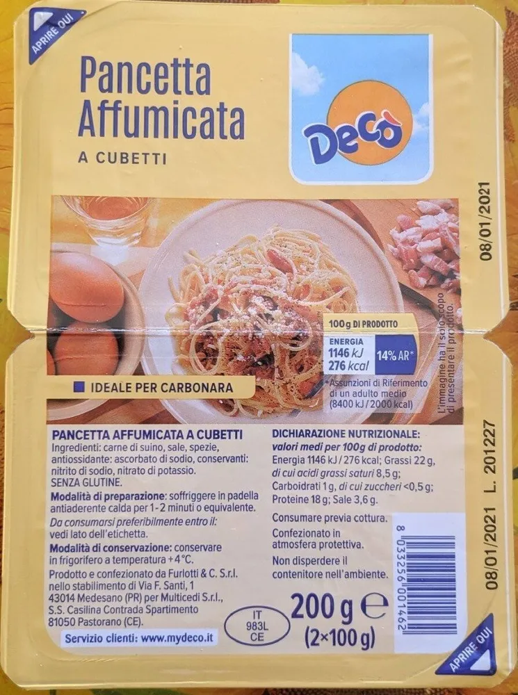 Pancetta affumicata a cubetti - Decò