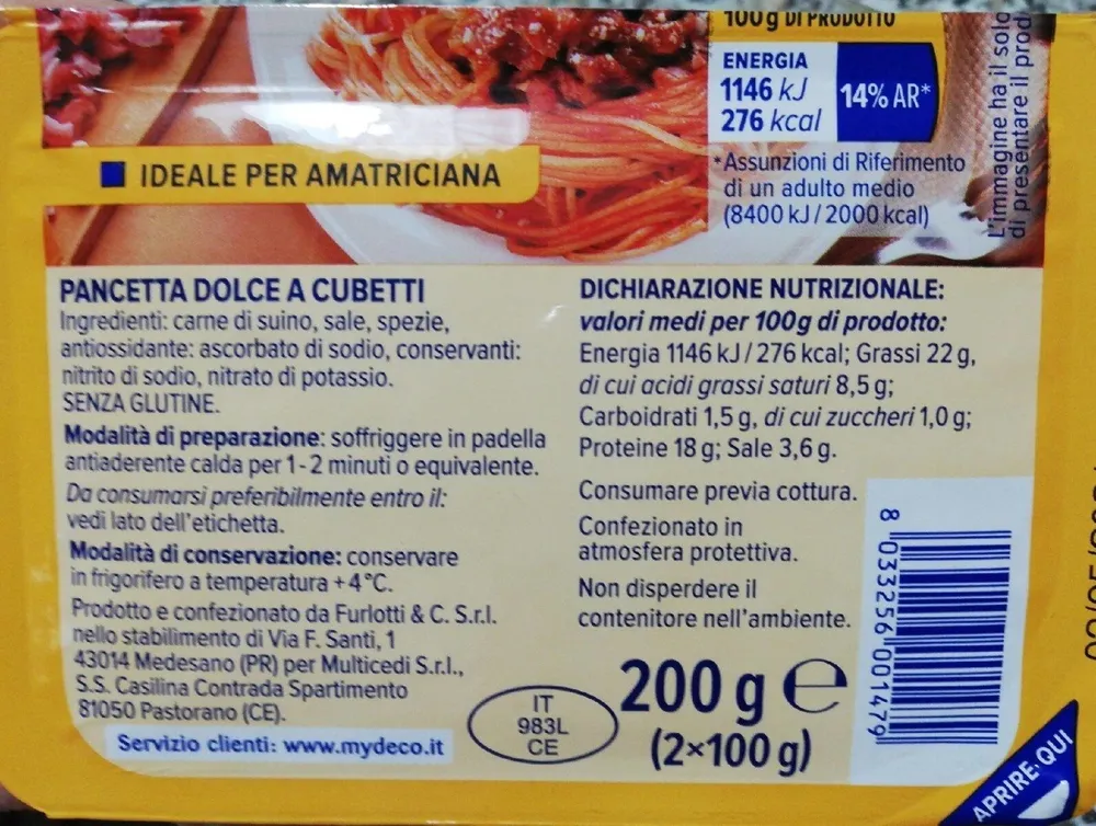 Pancetta dolce a cubetti