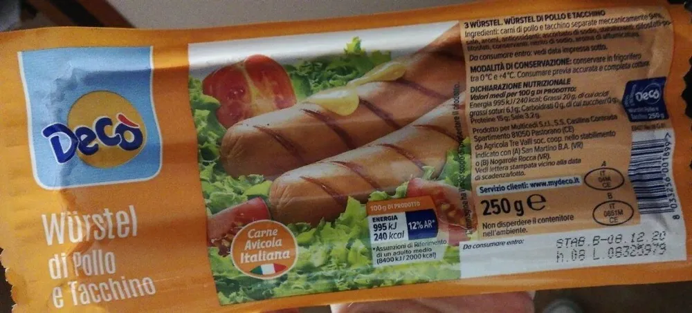 Wurstel di pollo e tacchino