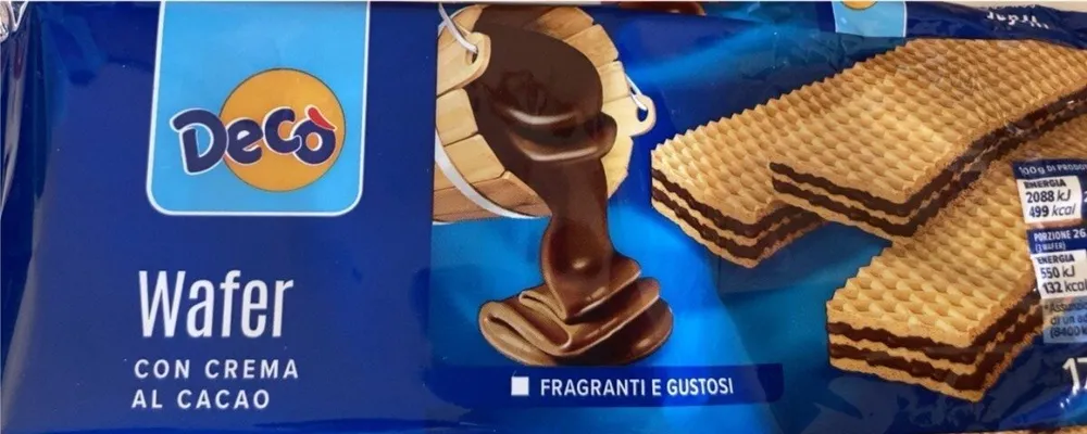 Wafer con crema al cacao