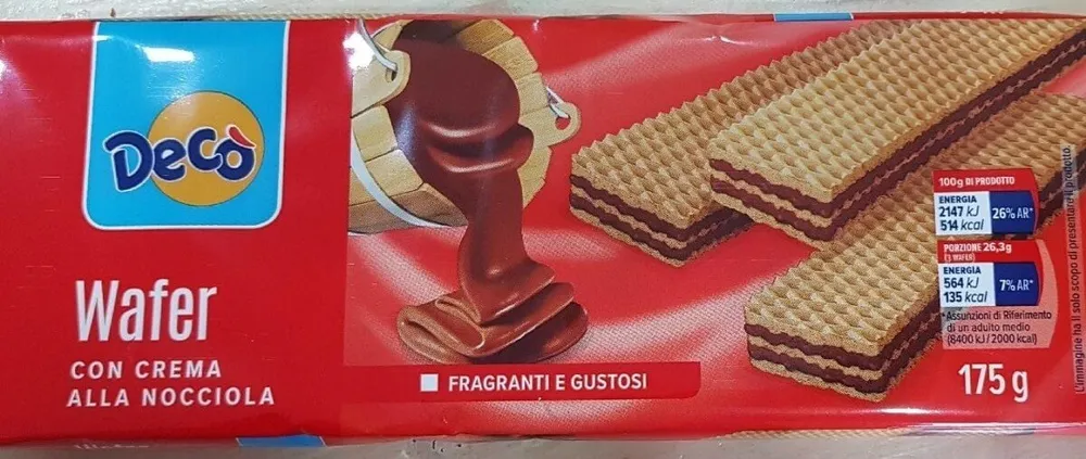 Wafer con crema alla nocciola