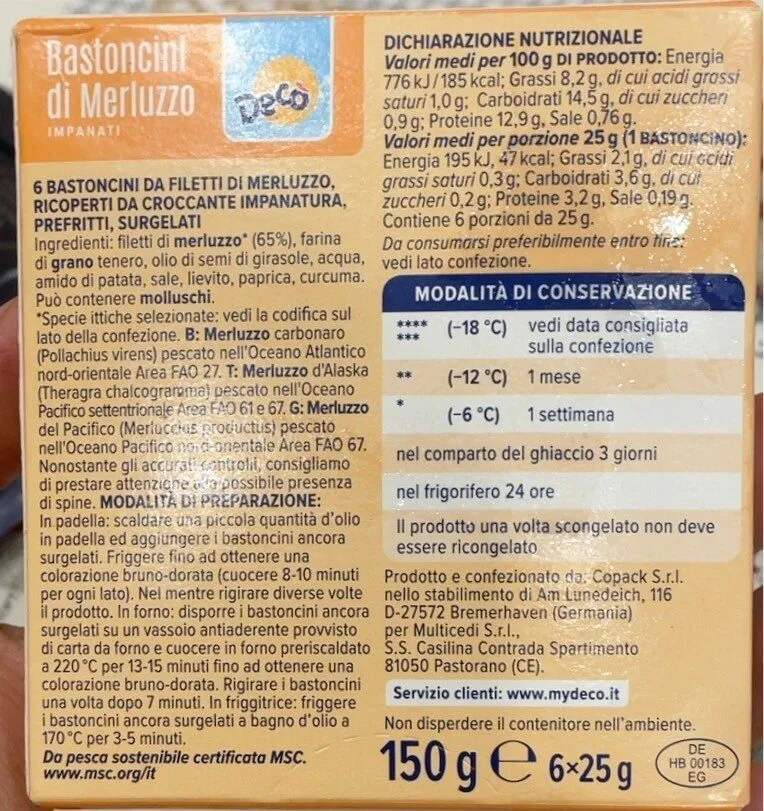 Bastoncini di Merluzzo