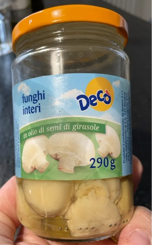 Funghi interi in olio di semi di girasole