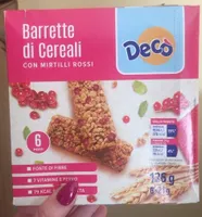 Barretta di cereali con mirtilli rossi