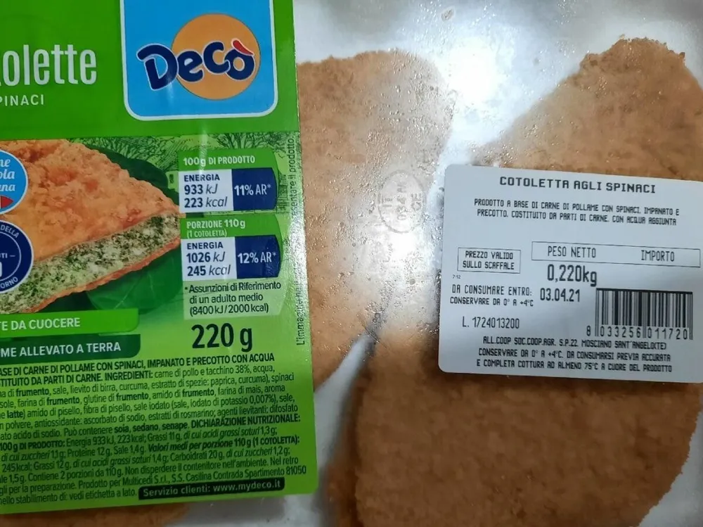 Cotolette con spinaci