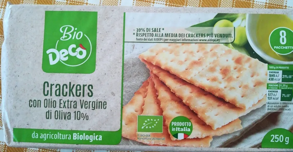 Crackers con olio Extra Vergine di Olivia 10%