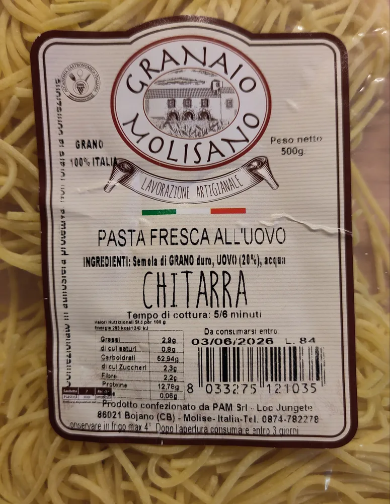 Pasta fresca all'uovo chiatarra