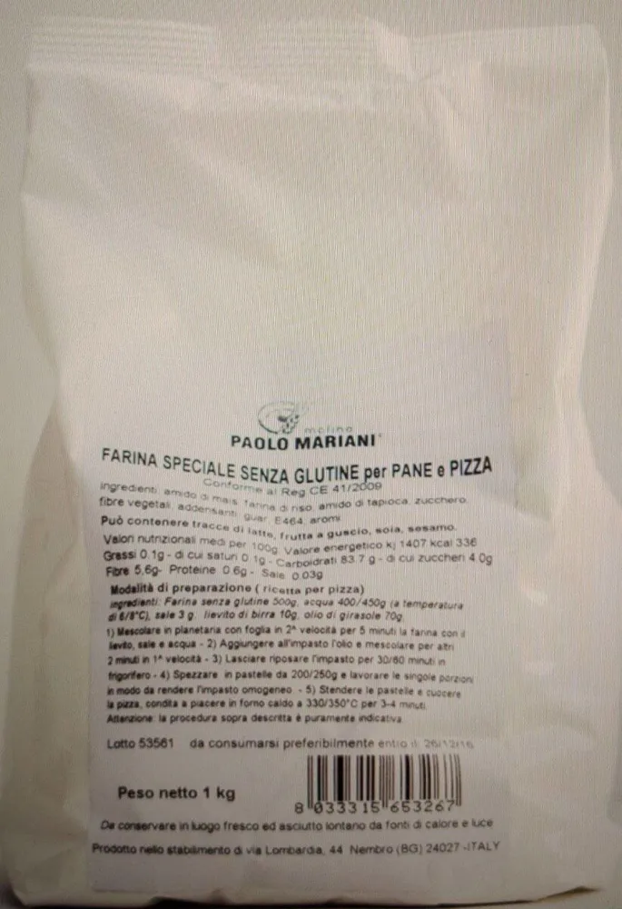 Farina speciale senza glutine per pane e pizza