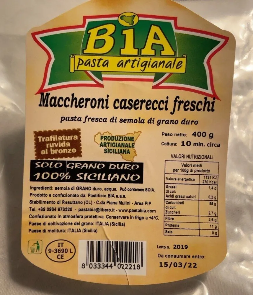 Maccheroni casarecci freschi