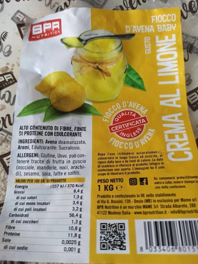 Fiocco D'Avena gusto crema al limone