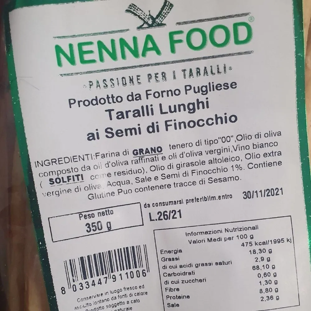 Taralli lunghi ai semi di finocchio