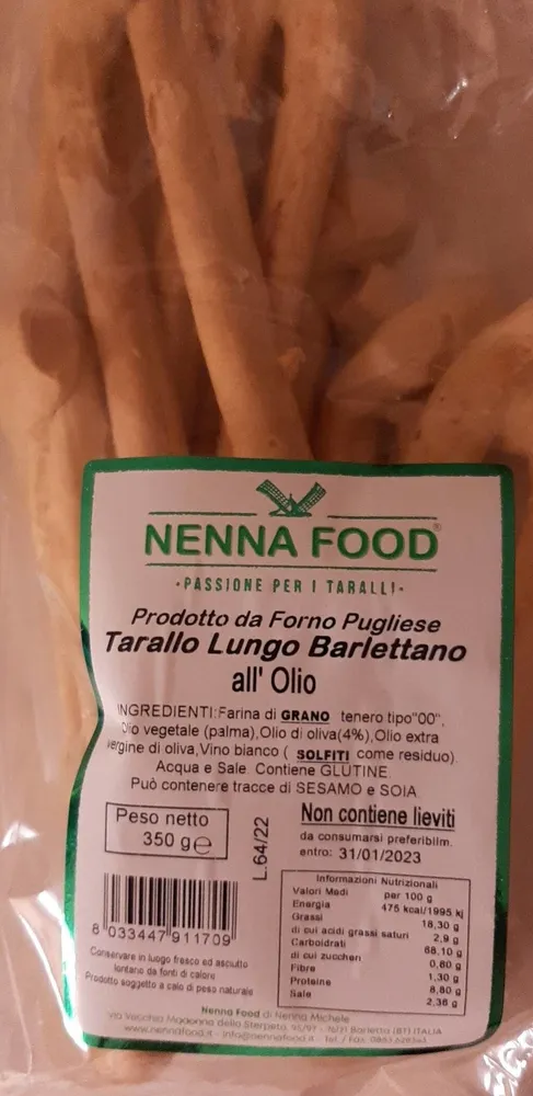 Tarallo lungo barlettano all'olio