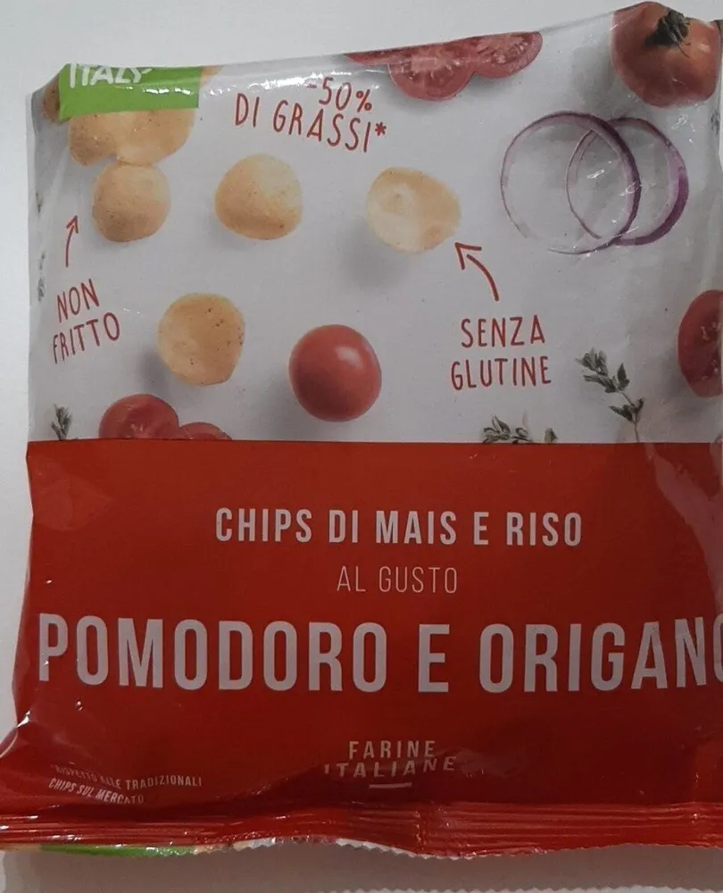 Chips mais e riso gusto pomodoro e origano