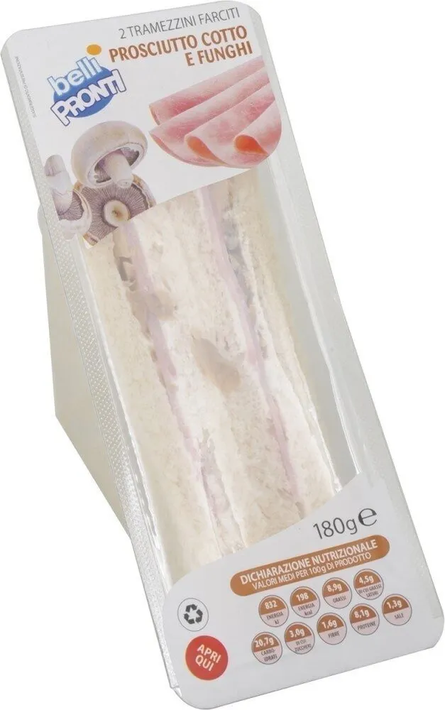 Tramezzini farciti Prosciutto cotto e funghi