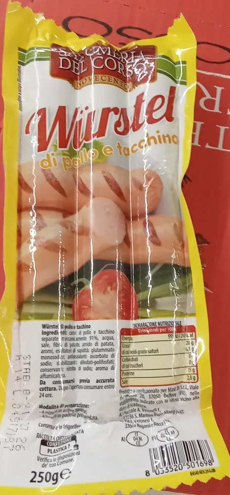wurstel di pollo e tacchino 250g