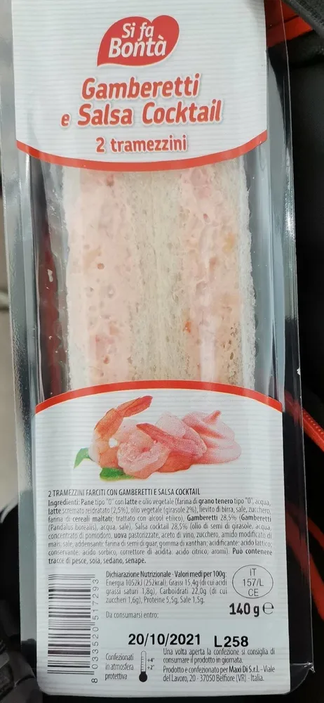 Gamberetti e salsa cocktail 2 tramezzini