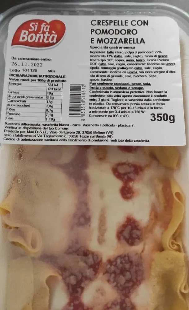 Crespelle con pomodoro e mozzarella