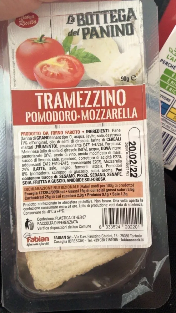 trammezzino pomodoro + mozzarella
