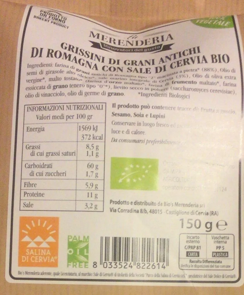 Grissini di grani antichi di romagna con sale di cervia bio