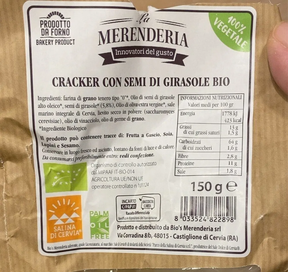 cracker con semi di girasole bio