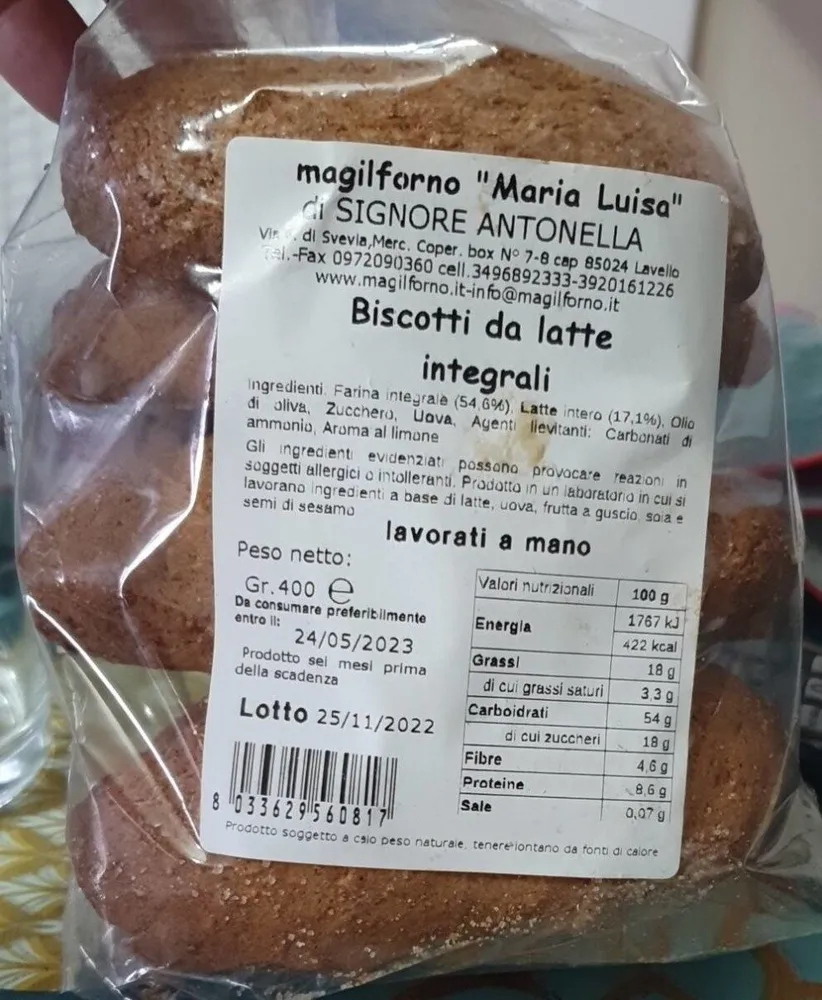 Biscotti da latte integrali