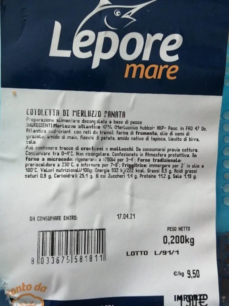 Cotoletta di merluzzo panata
