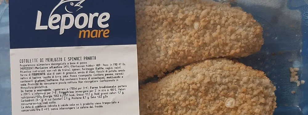 Cotolette si merluzzo e spinaci panata