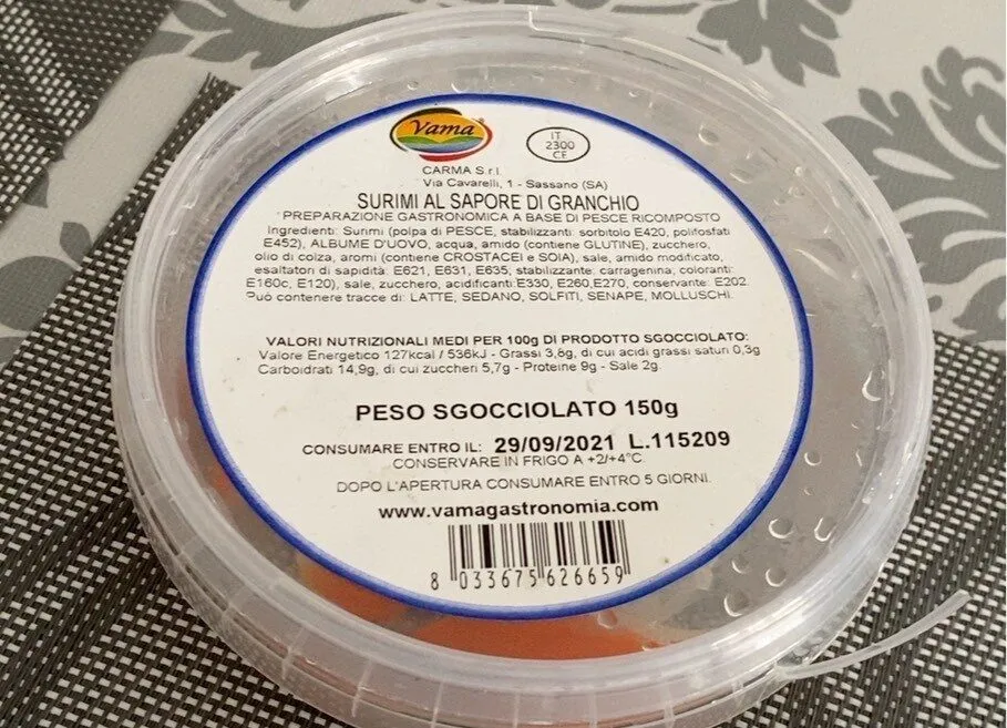 Surimi al sapore di granchio