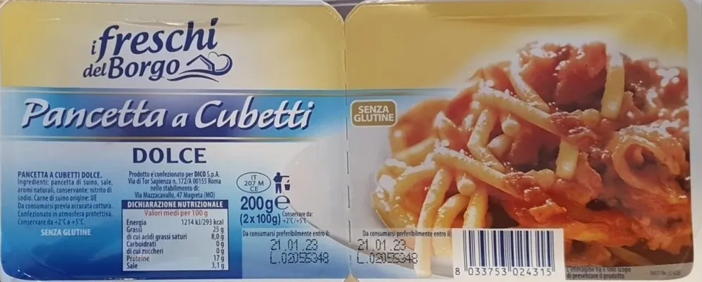 Pancetta a cubetti dolce