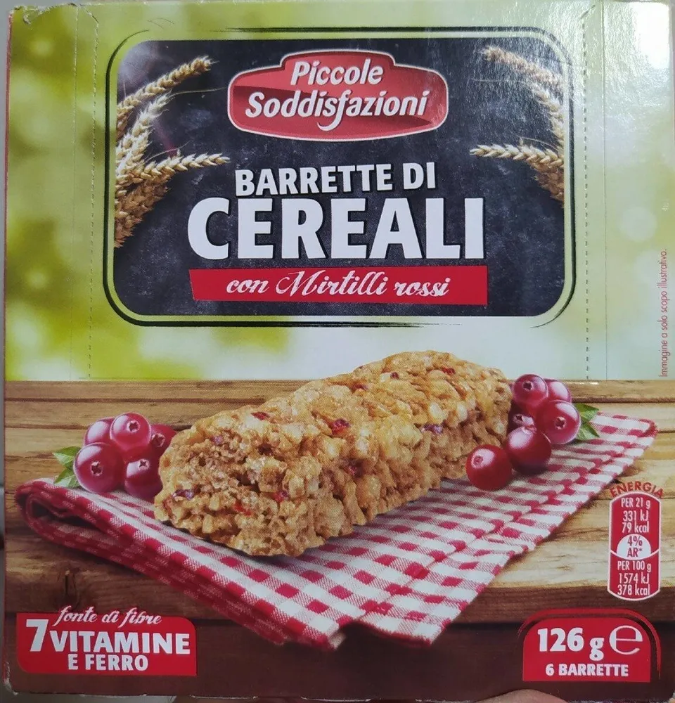 Barrette di cereali con mirtilli rossi