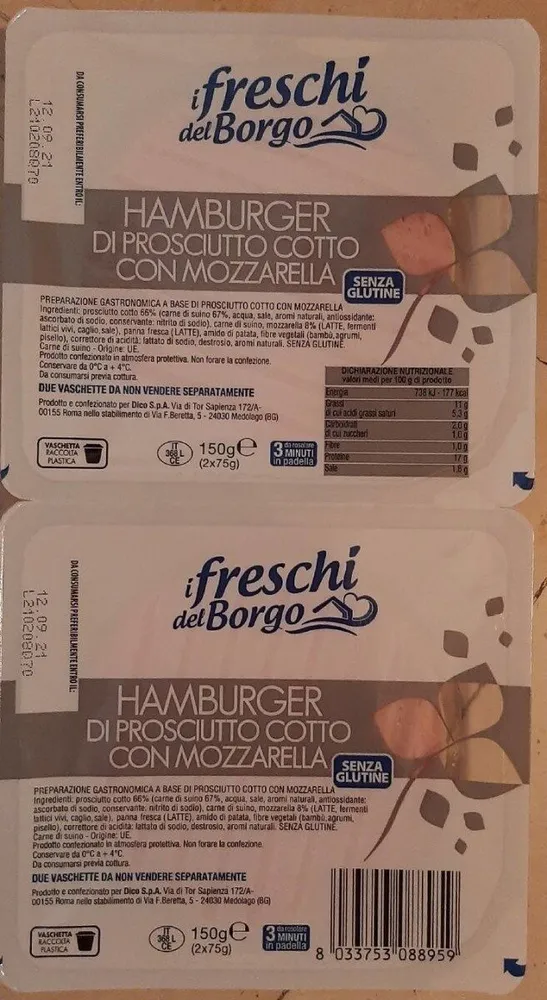 Hamburger di cotto con mozzarella