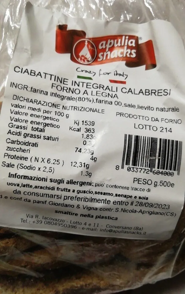 ciabattine integrali calabresi forno a legna