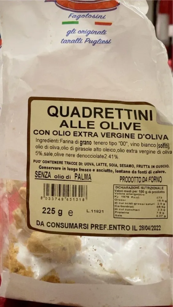 Quadrettini alle olive