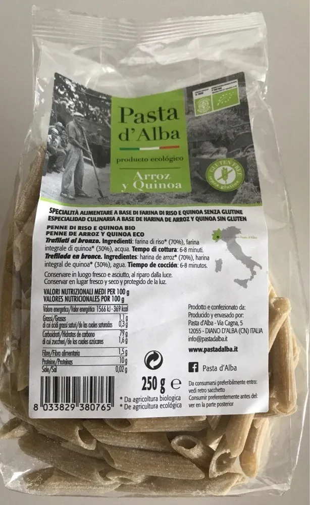 Penne de arroz y quinoa eco