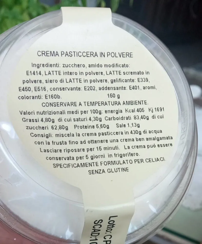 Crema pasticcera in polvere