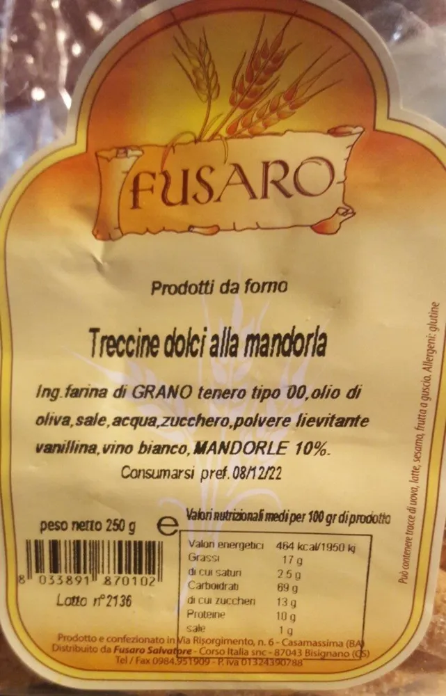 Treccine dolci alla mandorla