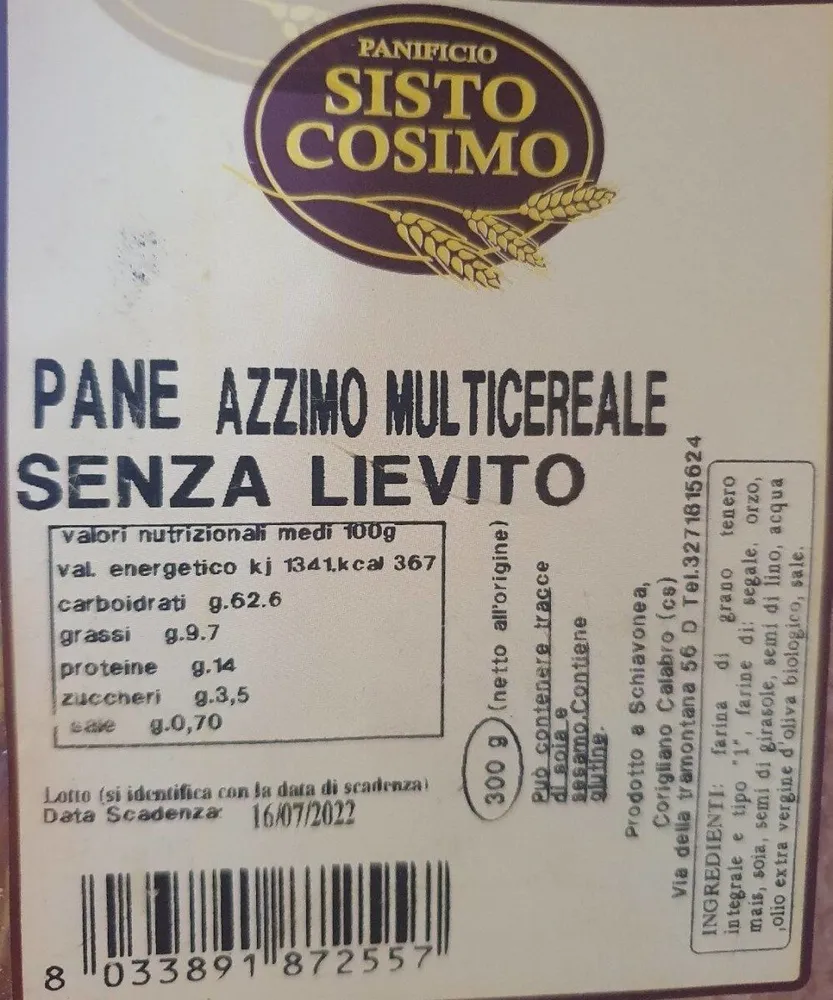 Pane Azzimo Multicereale