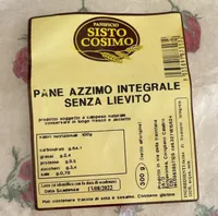 Pane azzimo integrale senza lievito
