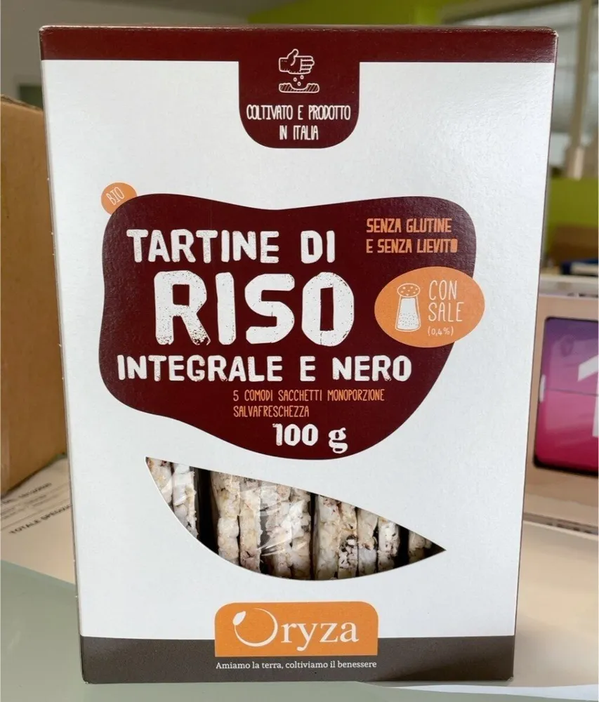Tartine di riso integrale e nero